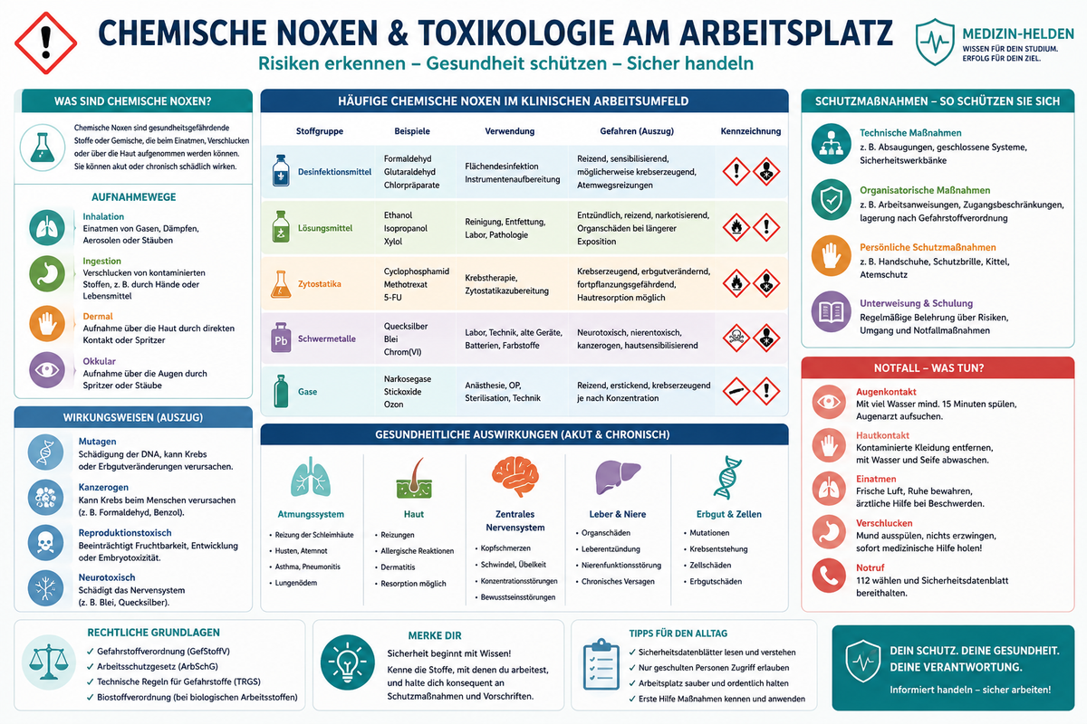 Chemische Noxen einfach erklärt mit Arten Wirkung und Beispielen für Toxikologie im Medizinstudium