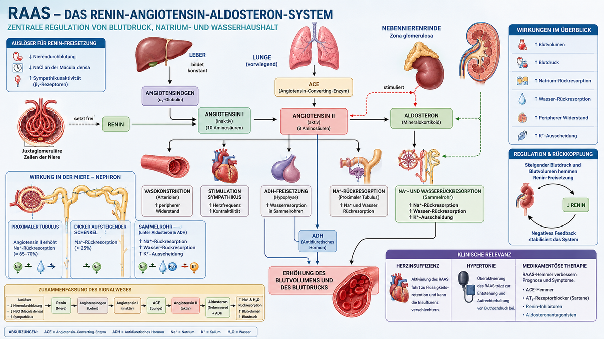 RAAS einfach erklärt: Das Renin-Angiotensin-Aldosteron-System für Physikum und 1. Staatsexamen