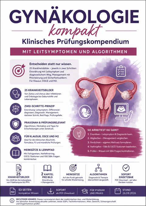 Gynäkologie kompakt – klinisches Prüfungskompendium mit Leitsymptomen und Algorithmen