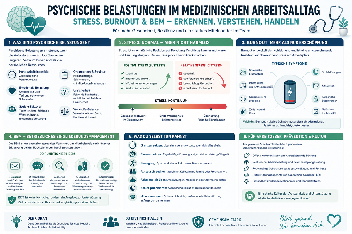 Psychische Belastungen Stress Burnout und BEM im medizinischen Arbeitsalltag für Medizinstudium und klinische Praxis