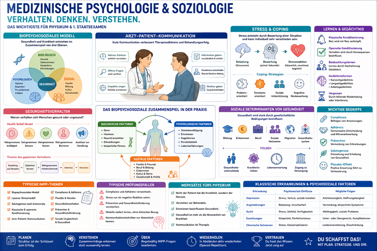 PsychSo Medizin, Arzt Patient Kommunikation, Gesundheitspsychologie, Medizinische Soziologie, Stressmodelle, Physikum Psychologie