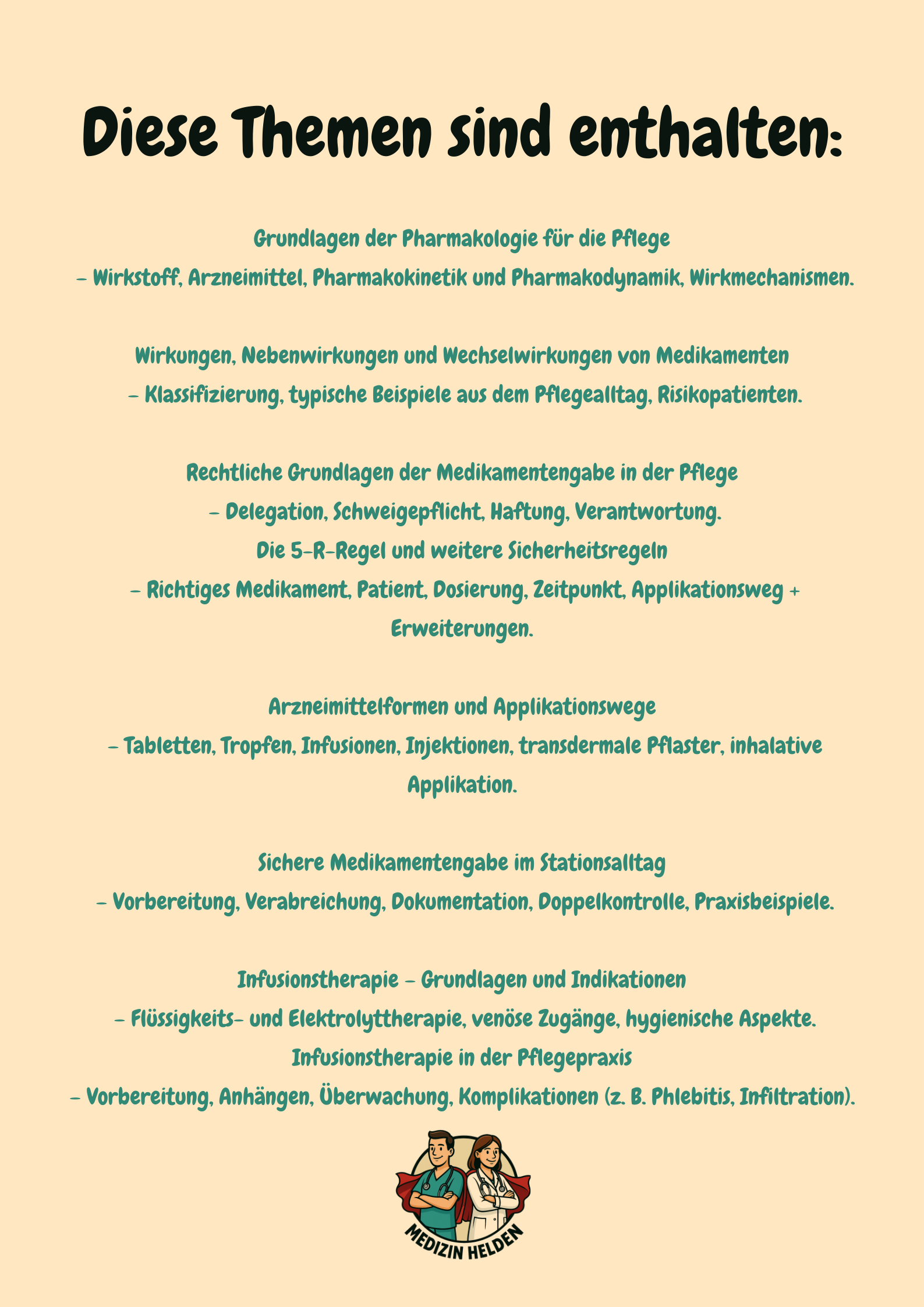 Medikamente, Infusionen und pflegerisches Pharmakologiewissen – Dein verlässlicher Begleiter durch Ausbildung und Klinikalltag