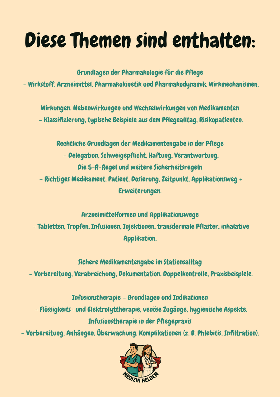 Medikamente, Infusionen und pflegerisches Pharmakologiewissen – Dein verlässlicher Begleiter durch Ausbildung und Klinikalltag – Vorschau 2