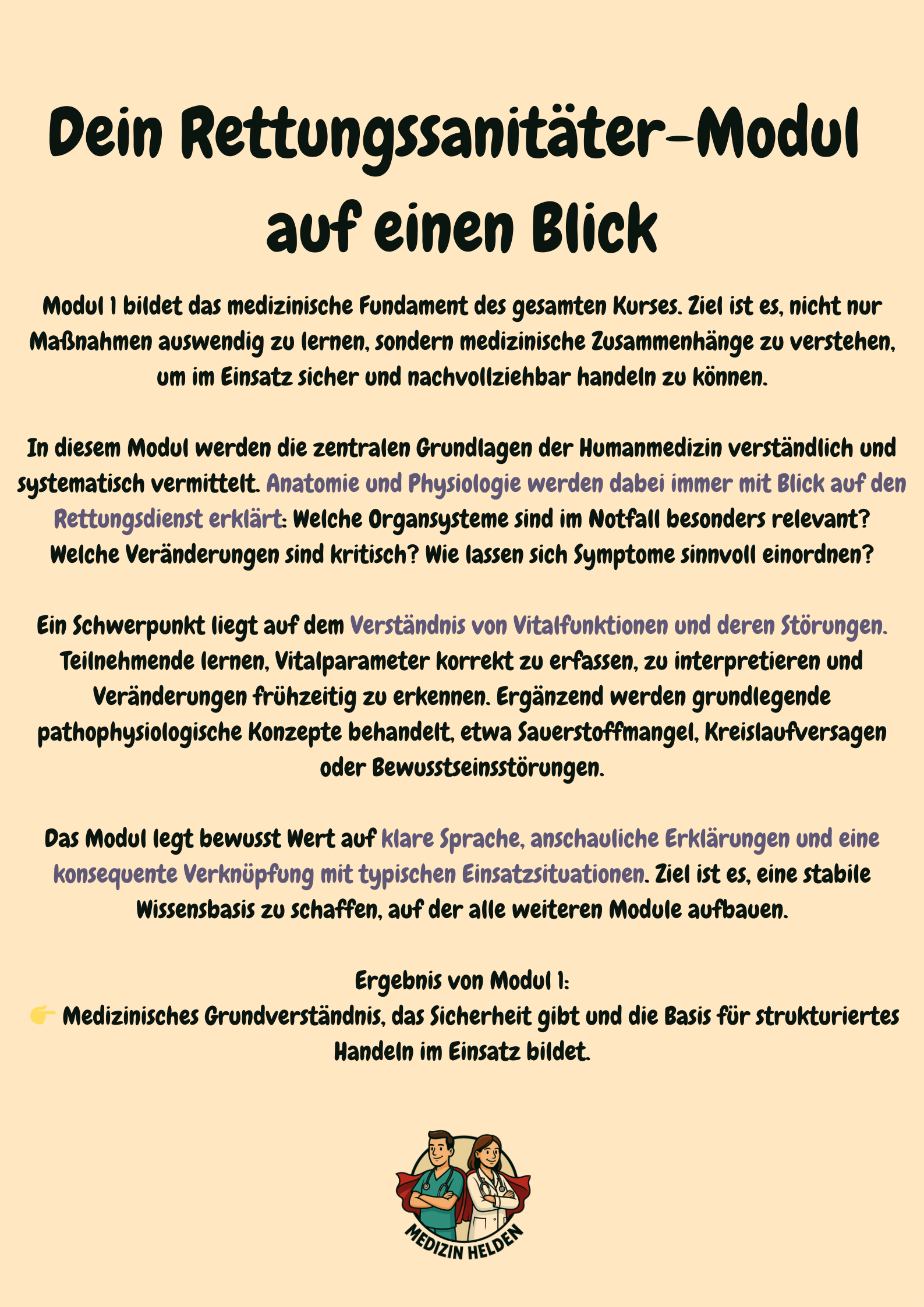 Modul 1: Medizinische Grundlagen für Rettungssanitäter – sicher verstehen, souverän handeln