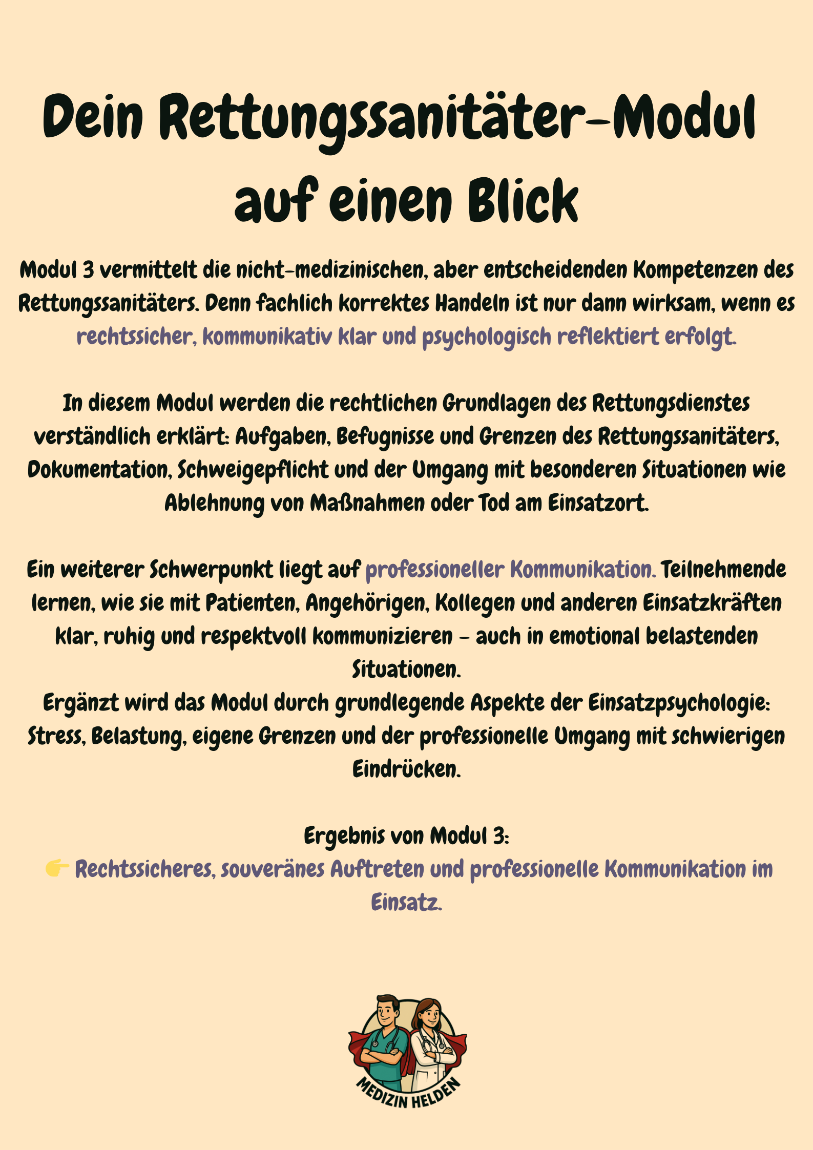 Modul 3: Recht, Kommunikation & Einsatzpsychologie für Rettungssanitäter – sicher handeln, professionell auftreten