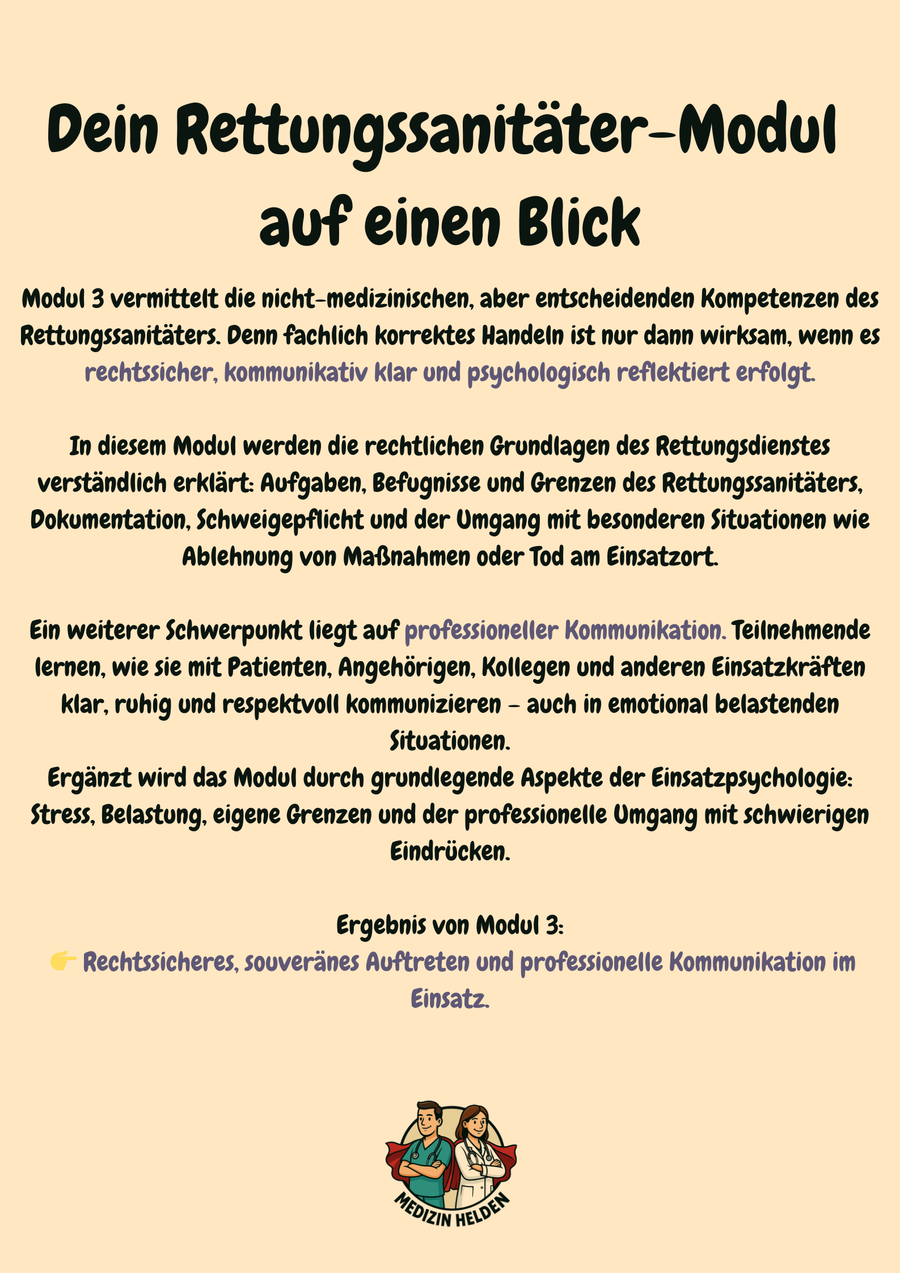 Modul 3: Recht, Kommunikation & Einsatzpsychologie für Rettungssanitäter – sicher handeln, professionell auftreten – Vorschau 2