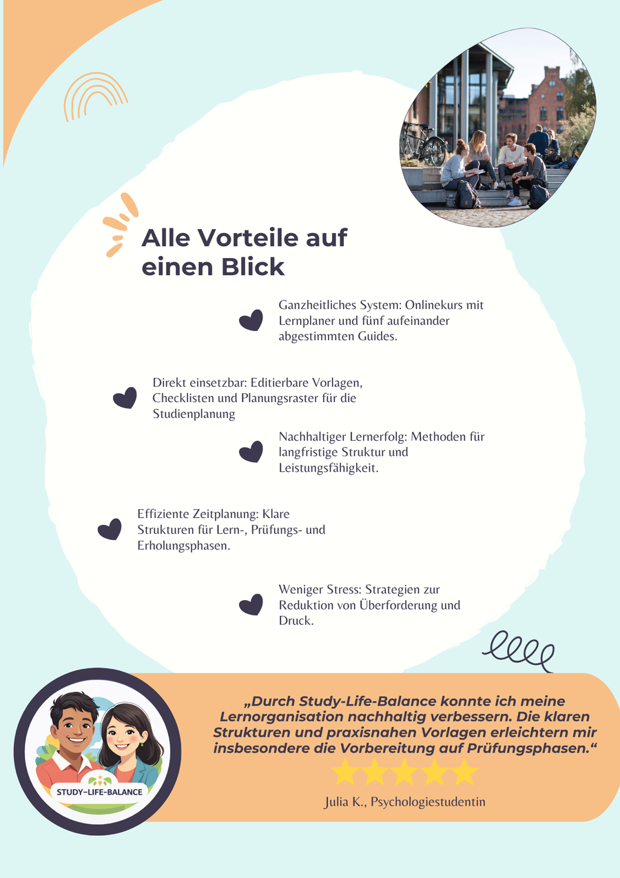 Study-Life-Balance - Der komplette Online-Kurs mit Planer, Guides zu mehr Work-Life-Balance & Vorlagen – Vorschau 3