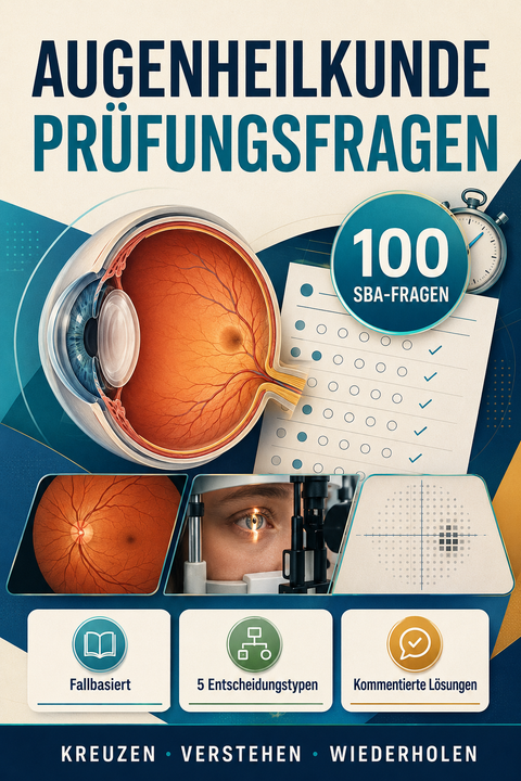 Augenheilkunde-Prüfungsfragen – 100 SBA-Fragen zum Kreuzen mit kommentierten Lösungen