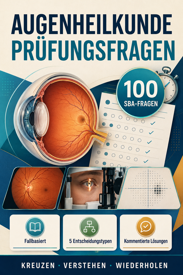 Augenheilkunde-Prüfungsfragen – 100 SBA-Fragen zum Kreuzen mit kommentierten Lösungen