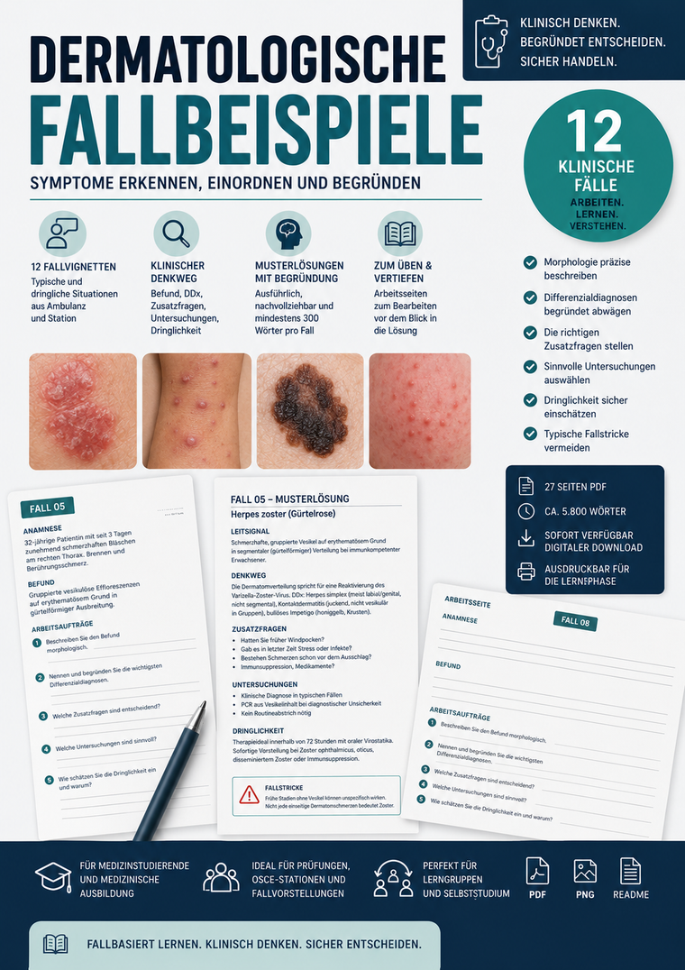 Dermatologische Fallbeispiele – Symptome erkennen, einordnen und begründen