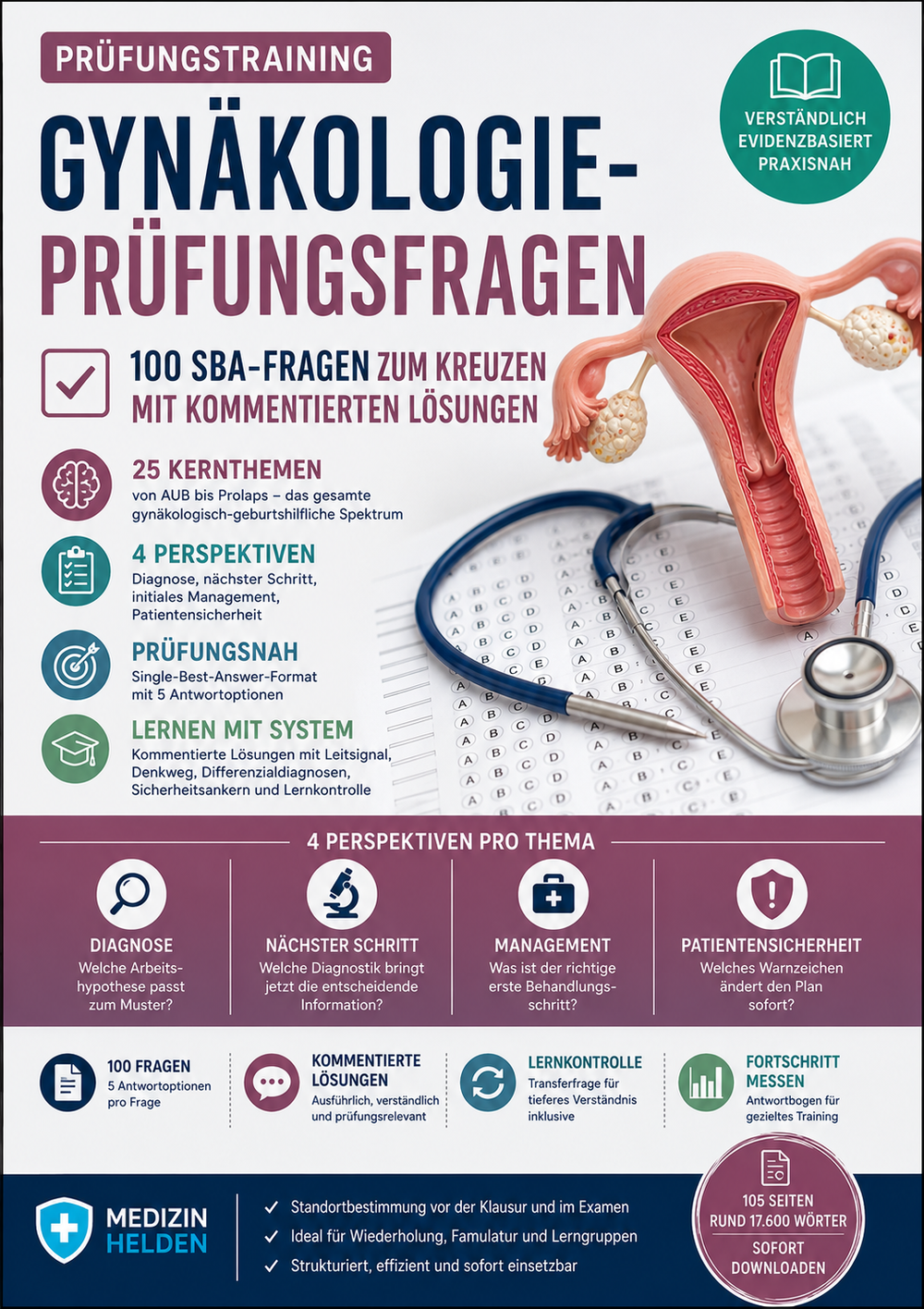 Gynäkologie-Prüfungsfragen – 100 SBA-Fragen zum Kreuzen mit kommentierten Lösungen