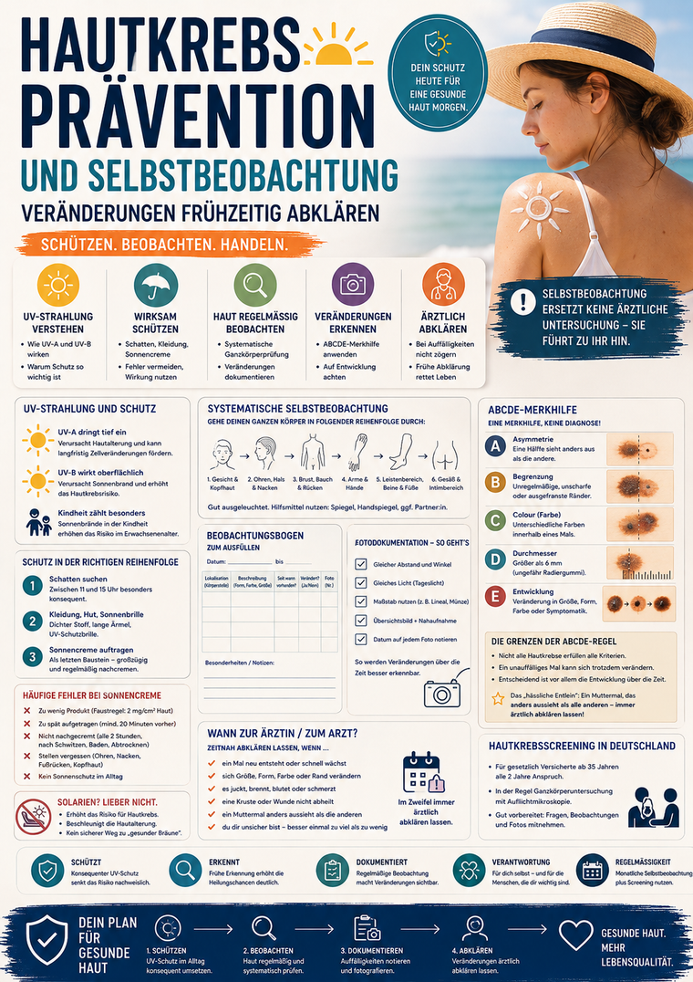 Hautkrebsprävention und Selbstbeobachtung – Veränderungen frühzeitig abklären