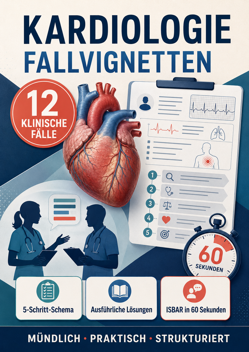 Kardiologie-Fallvignetten – 12 klinische Fälle mit Lösungen und ISBAR-Übergabe