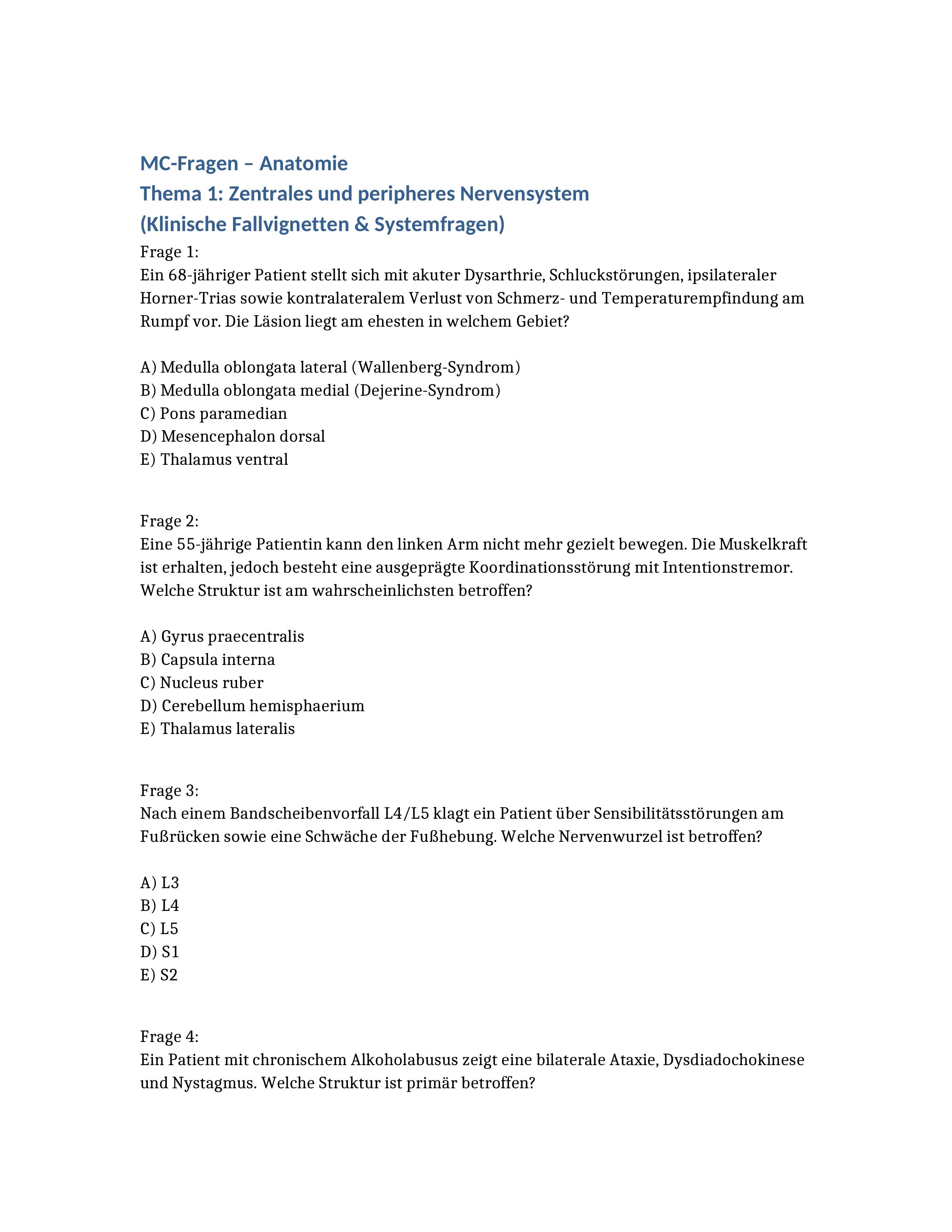 Anatomie sicher bestehen: 250 prüfungsnahe MC-Fragen für das Physikum