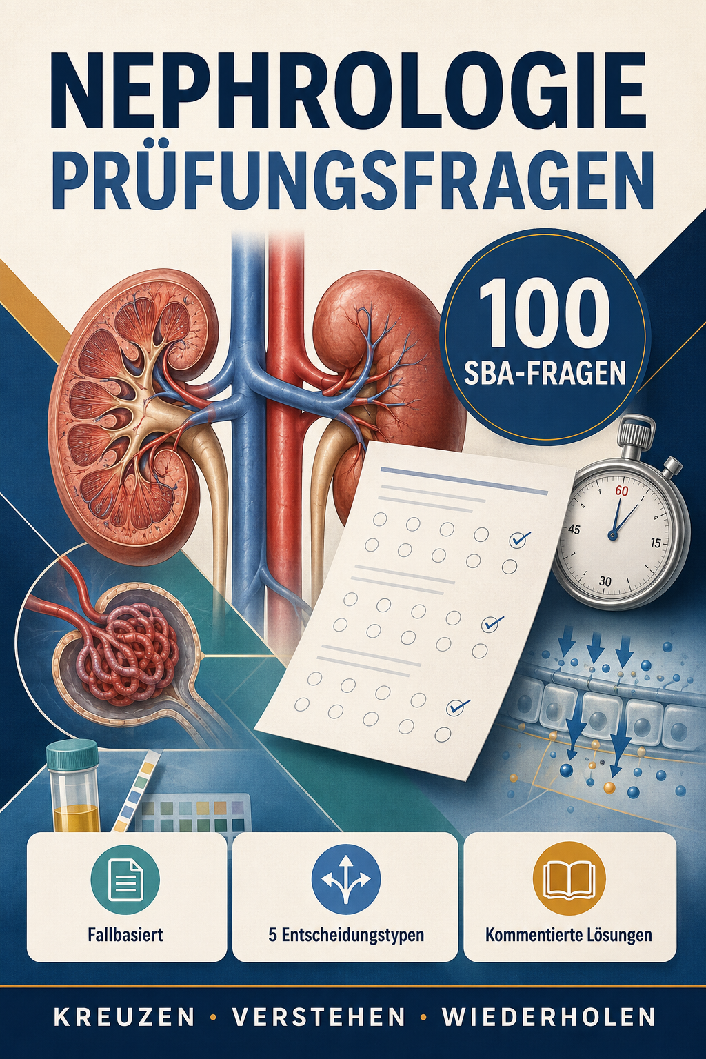 Nephrologie-Prüfungsfragen – 100 SBA-Fragen zum Kreuzen mit kommentierten Lösungen