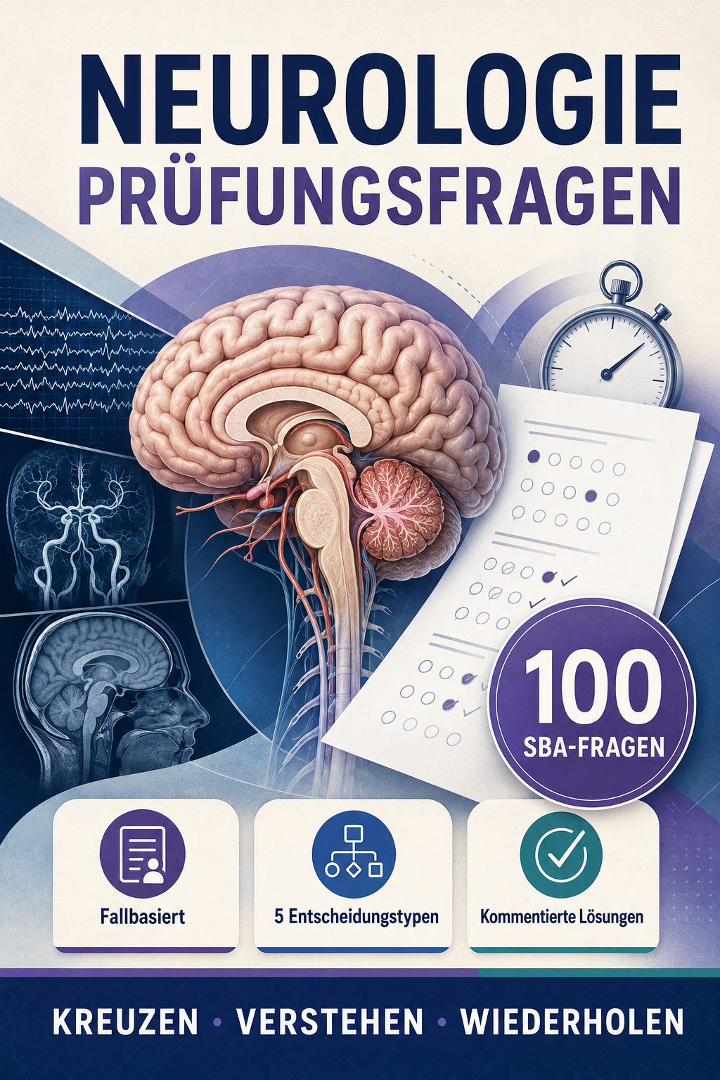 Neurologie-Prüfungsfragen – 100 SBA-Fragen zum Kreuzen mit kommentierten Lösungen