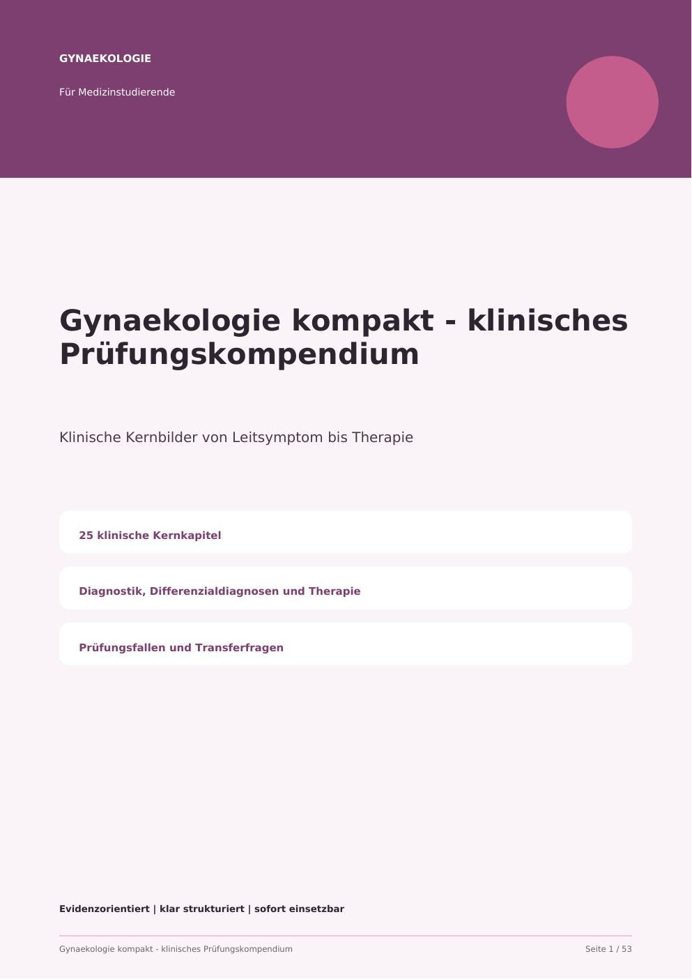 Gynäkologie kompakt – klinisches Prüfungskompendium mit Leitsymptomen und Algorithmen